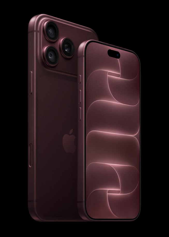 Burgundy renkli iPhone 18 Pro ve iPhone 18 Pro Max, önden ve arkadan