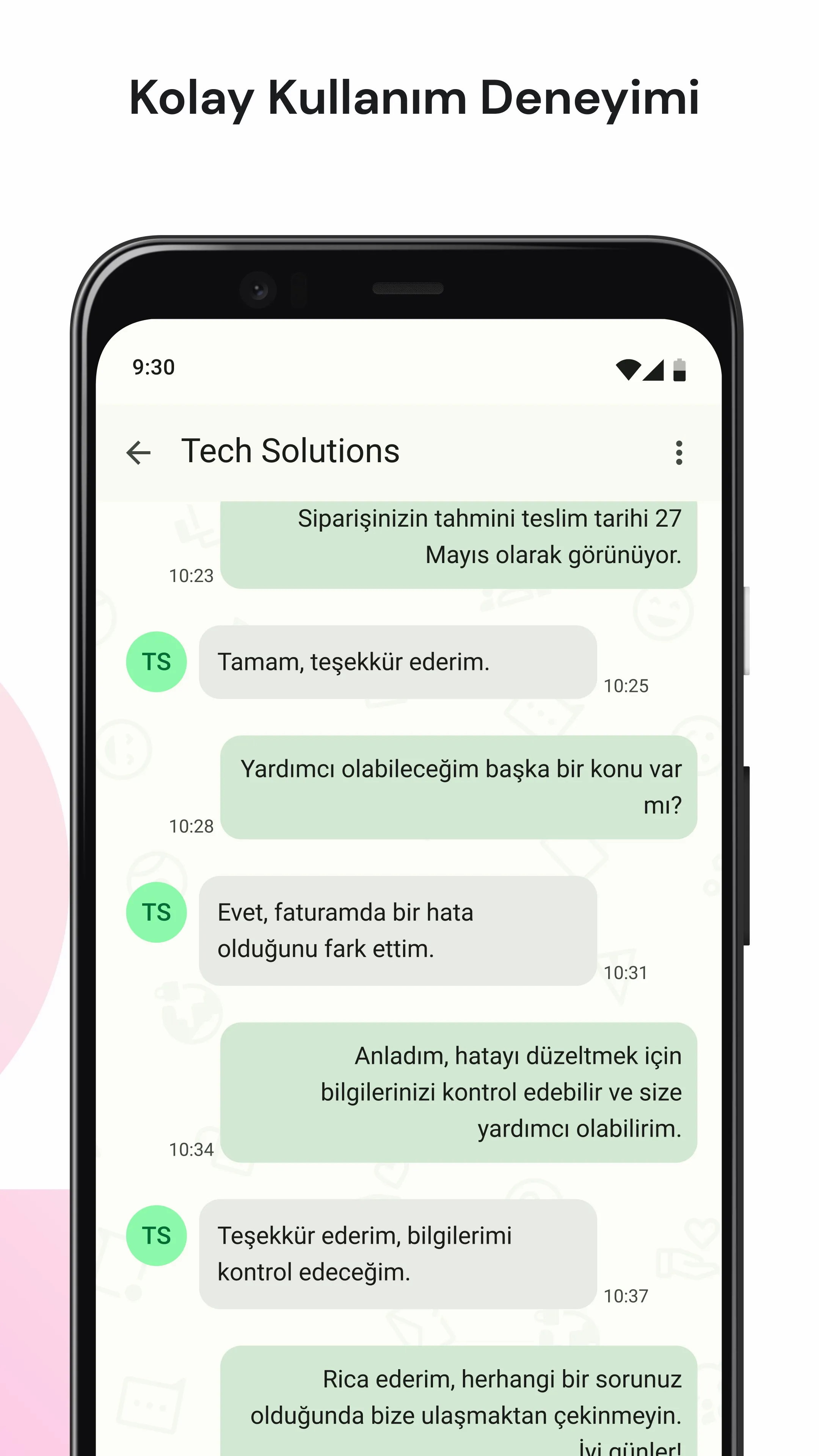 Mesajlar uygulamasında sohbet ekranı ve kolay kullanım deneyimi