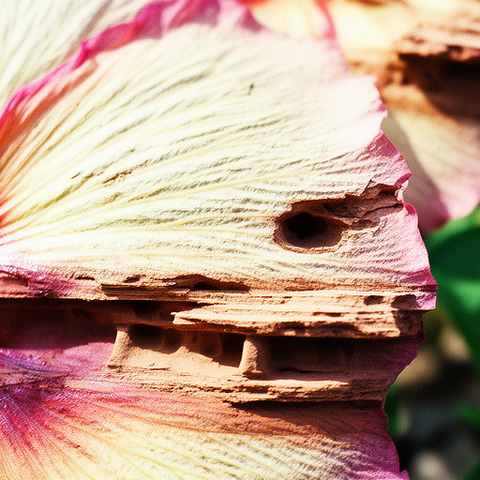 Hibiskus cicegi ve kaya dokusunun Figma Weave ile birlestirilmis stil ornegi
